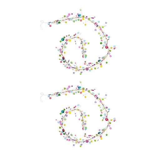 2PK LVD Solei Handcrafted Metallic Wire Beaded Garland Decor 90cm Multicoloured