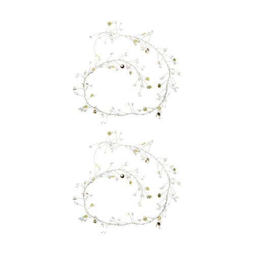 2PK LVD Handcrafted Ivory Gold Wire Beaded Garland Home Decor 90cm Multicoloured