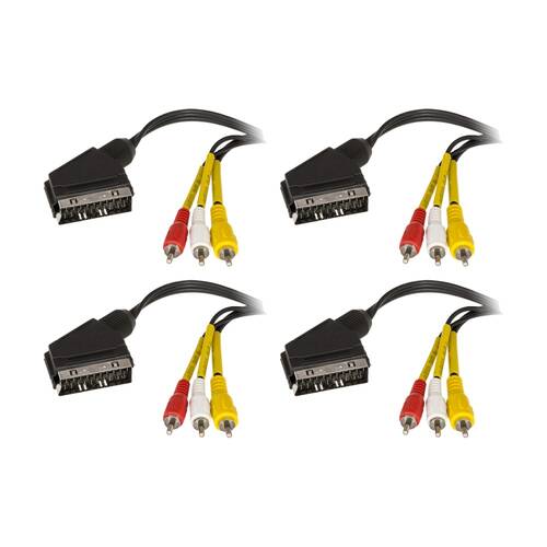 4PK Jonsa Scart To Composite Lead 1.5M Foxtel App F10273 Rca Approved Cable AV