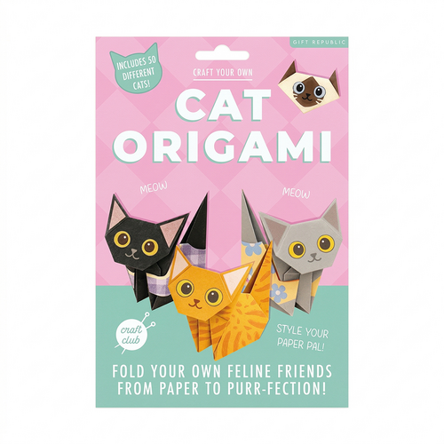 Gift Republic Cat Paper Craft Origami Kit 50 Sheets W/ Instructions Multicolour