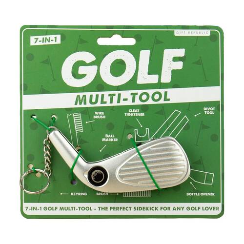 Gift Republic Golf 7-in-1 Multi-Tool Accessories Keychain Tool Silver