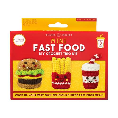 Gift Republic Pocket Crochet Crafts Mini Fast Food Kit Multicolour