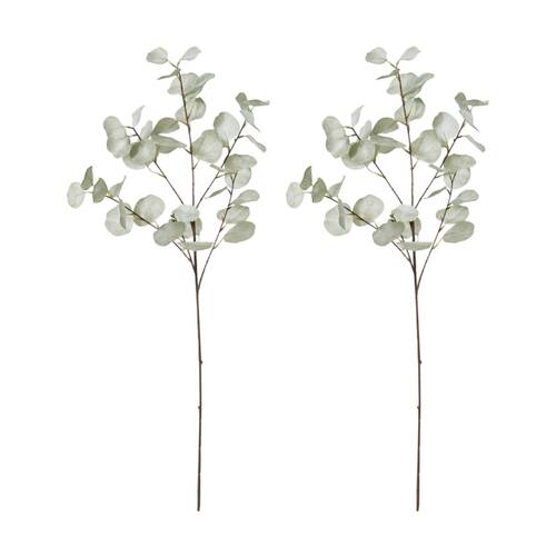 2PK E Style Eucalyptus Dollar Spray Realistic Artificial Flower Light Green 15cm