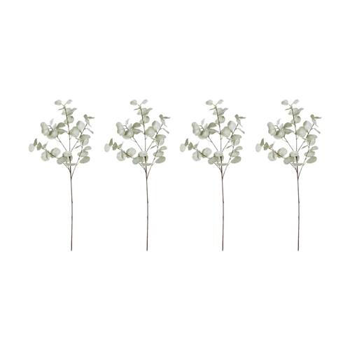 4PK E Style Eucalyptus Dollar Spray Realistic Artificial Flower Light Green 15cm