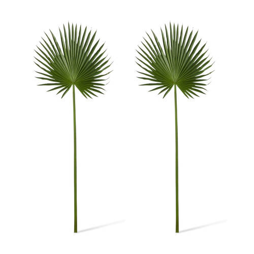2PK E Style Palm Fan Leaf Realistic Artificial Flower Plastic Green 45x1x112cm