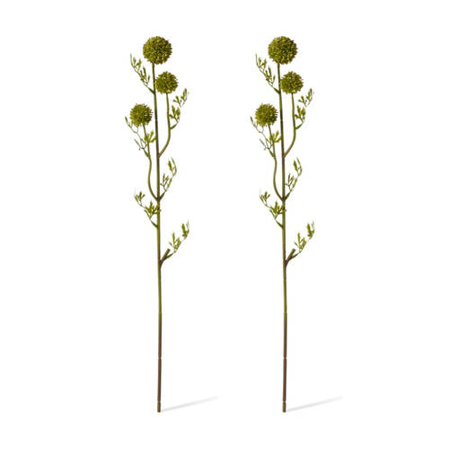 2PK E Style Pom Seeding Spray Realistic Artificial Flower Green 12x12x61cm