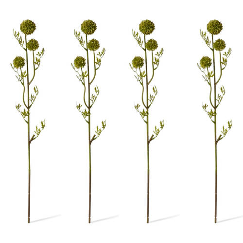 4PK E Style Pom Seeding Spray Realistic Artificial Flower Green 12x12x61cm