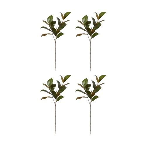4PK E Style Magnolia Leaf Spray Realistic Artificial Flower Green 25x16x76cm