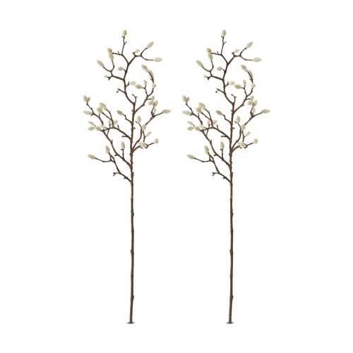 2PK E Style Magnolia Bud Spray Realistic Artificial Flower Natural 25x10x74cm