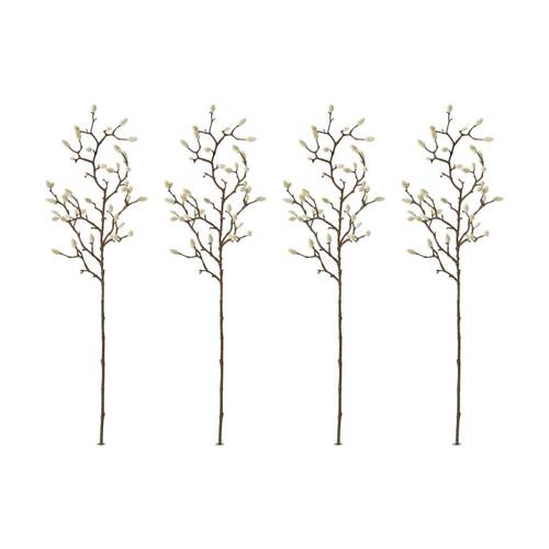 4PK E Style Magnolia Bud Spray Realistic Artificial Flower Natural 25x10x74cm