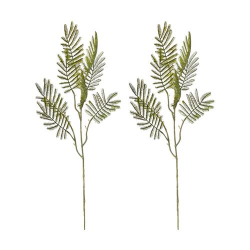 2PK E Style Wattle Leaf Spray Realistic Artificial Flower Plastic Green 61cm