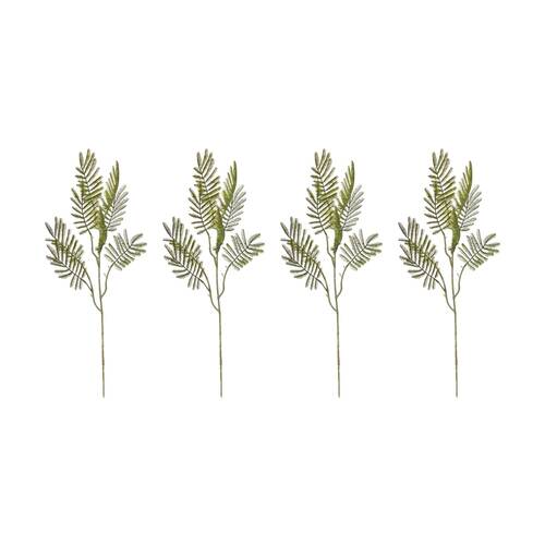 4PK E Style Wattle Leaf Spray Realistic Artificial Flower Plastic Green 61cm