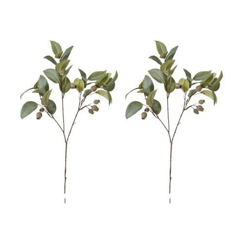 2PK E Style Eucalyptus Gum Nut Spray Realistic Artificial Flower Green 84cm