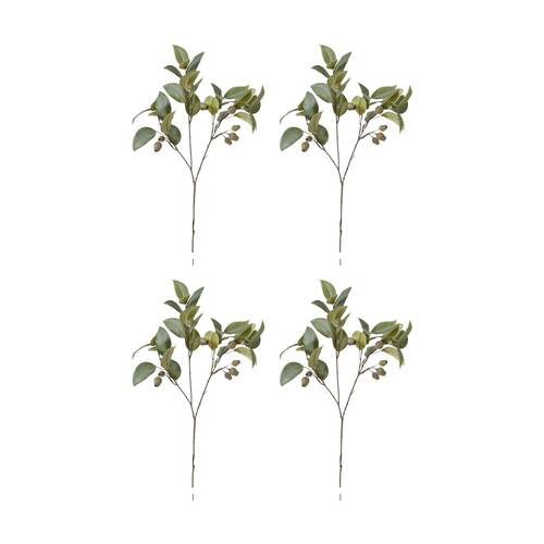 4PK E Style Eucalyptus Gum Nut Spray Realistic Artificial Flower Green 84cm