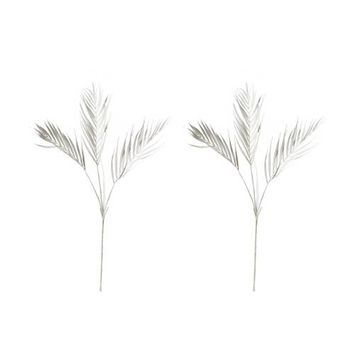 2PK E Style Palm Decor Spray Realistic Artificial Flower Plastic White 97cm