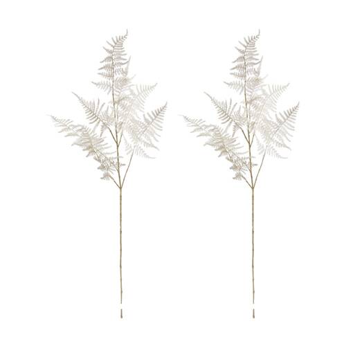 2PK E Style Fern Decor Spray Realistic Artificial Flower Plastic White 86cm