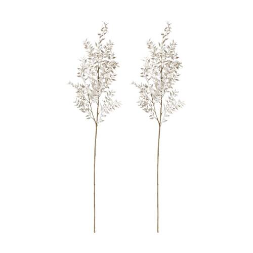2PK E Style Ruscus Deco Spray Realistic Artificial Flower Plastic White 94cm