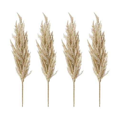 4PK E Style Pampas Grass Stem Realistic Artificial Flower Plastic Beige 94cm