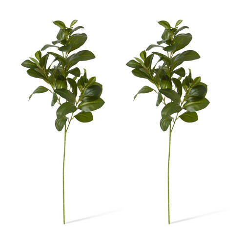 2PK E Style Lush Leaf Spray Realistic Artificial Flower Plastic Green 75cm