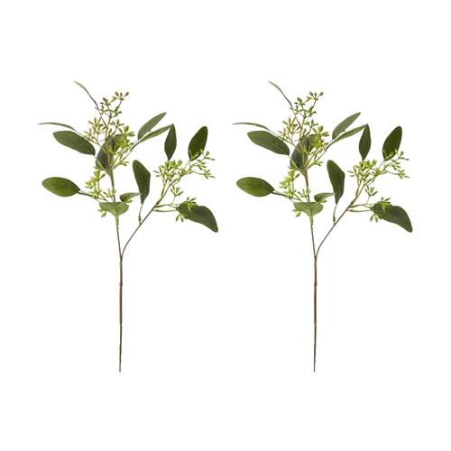 2PK E Style Eucy Seeding Spray Realistic Artificial Flower Plastic Green 48cm
