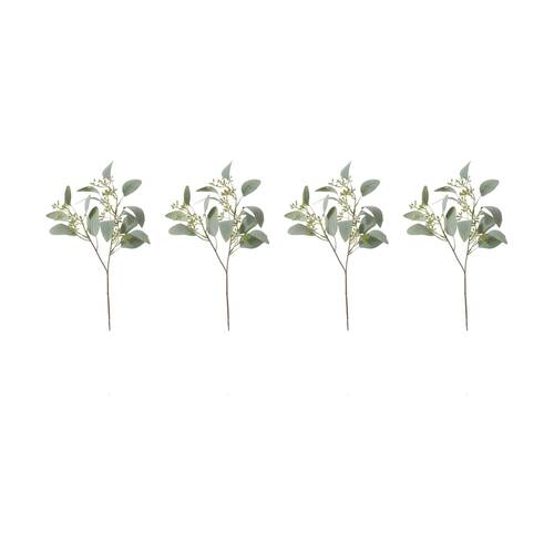 4PK E Style Eucalyptus Seeding Spray Realistic Artificial Flower Grey Green 48cm