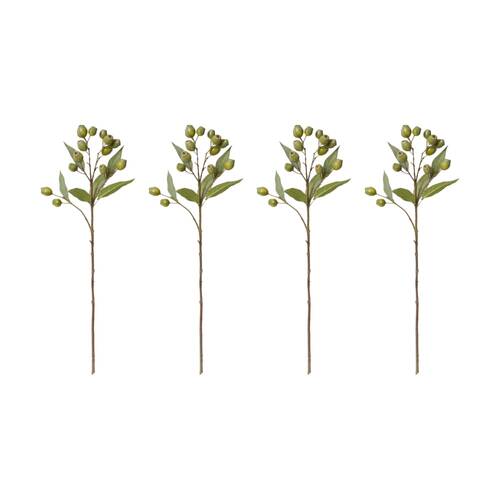 4PK E Style Eucalyptus Gum Nut Spray Realistic Artificial Flower Green 67cm