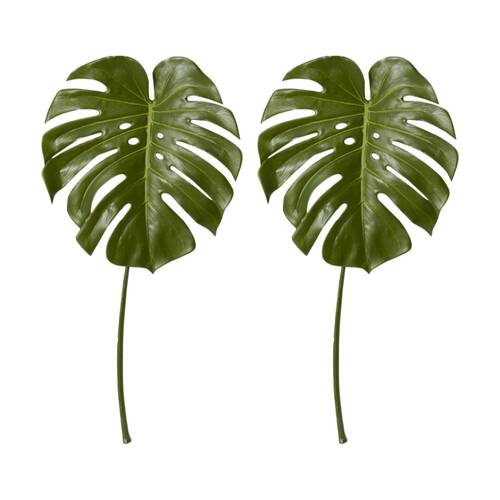 2PK E Style Monstera Leaf Realistic Artificial Flower Plastic Green 35x32x60cm
