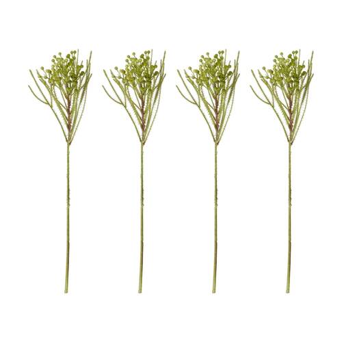 4PK E Style Berzelia Spray Realistic Artificial Flower Plastic Green 13x5x46cm