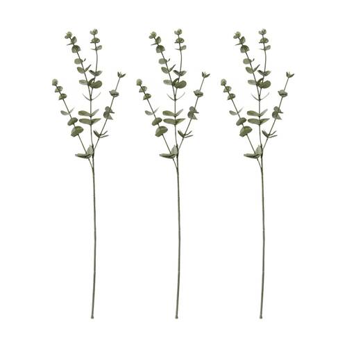 3PK E Style Eucalyptus Spray Realistic Artificial Flower Grey Green 13x3x61cm