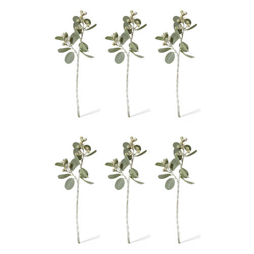 6PK E Style Tetragona Gum Nut Spray Realistic Artificial Flower Grey Green 41cm