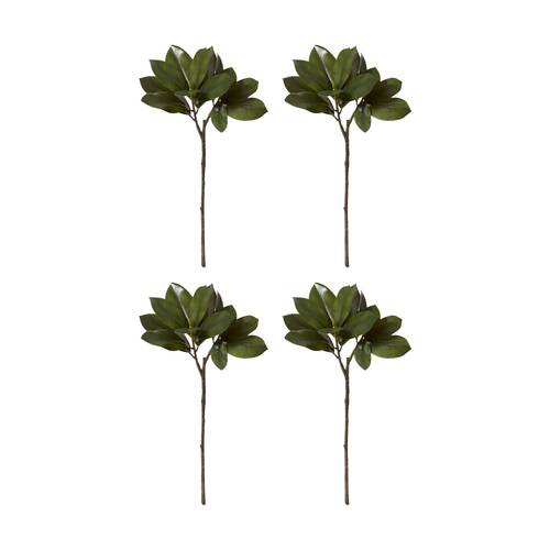 4PK E Style Magnolia Leaf Spray Realistic Artificial Flower Green 40x40x70cm