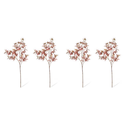4PK E Style Maple Japanese Spray Realistic Artificial Flower Green Red 95cm