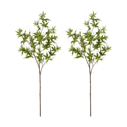2PK E Style Maple Japanese Spray Realistic Artificial Flower Green 40x40x95cm