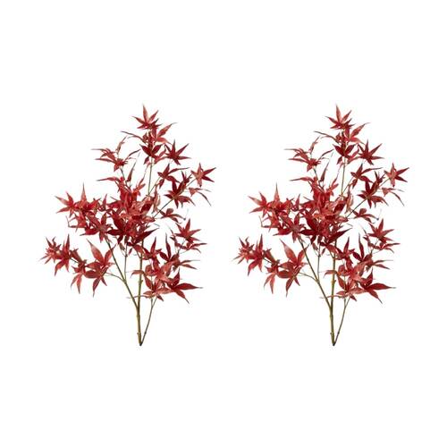 2PK E Style Maple Japanese Spray Realistic Artificial Flower Red 95cm