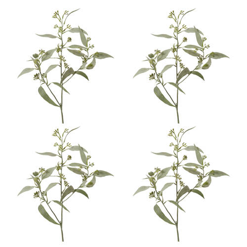 4PK E Style Eucalyptus Seeding Spray Realistic Artificial Flower Grey Green 61cm