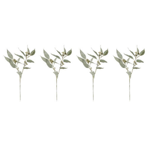 4PK E Style Eucy Gum Nut Spray Realistic Artificial Flower Grey Green 65cm