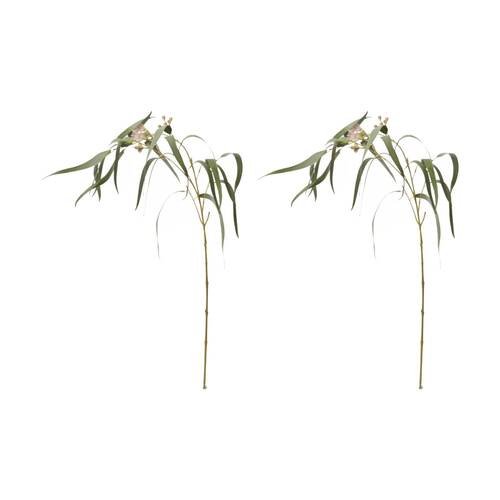 2PK E Style Eucy Flowering Spray Realistic Artificial Flower Pink Green 112cm