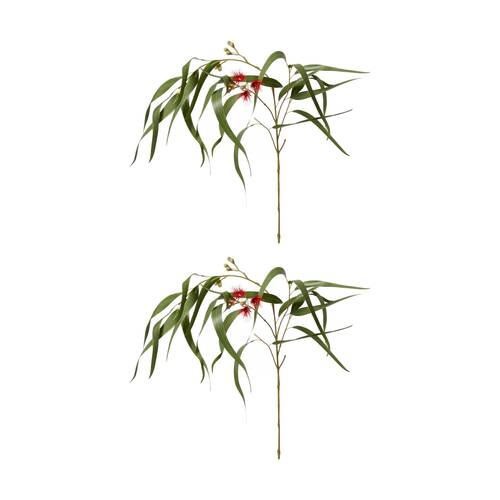 2PK E Style Eucy Flowering Spray Realistic Artificial Flower Red Green 112cm