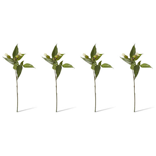 4PK E Style Eucy Nut Flowering Spray Artificial Flower White Green 51cm