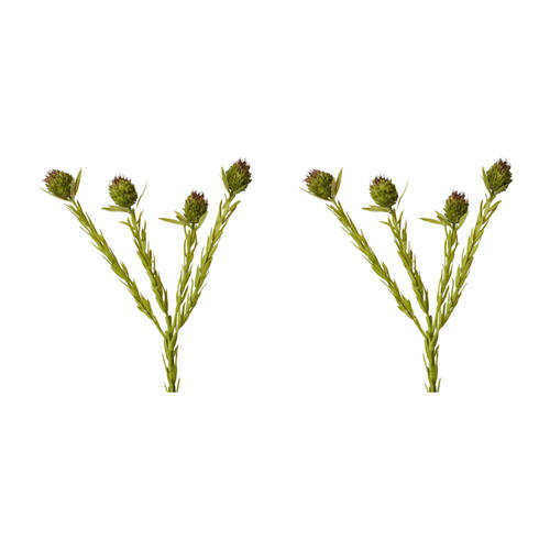2PK E Style Clubmoss Spray Realistic Artificial Flower Plastic Green Brown 56cm