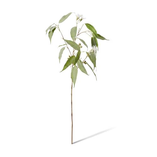 E Style Eucalyptus Flowering Spray Realistic Artificial Flower White Green