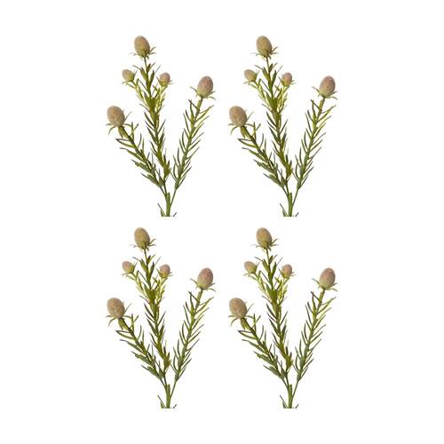 4PK E Style Leucadendron Nut Spray Realistic Artificial Flower Green 12x8x53cm