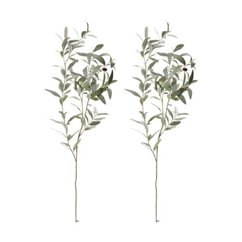 2PK E Style Olive Leaf Branch Realistic Artificial Flower Grey Green 114cm