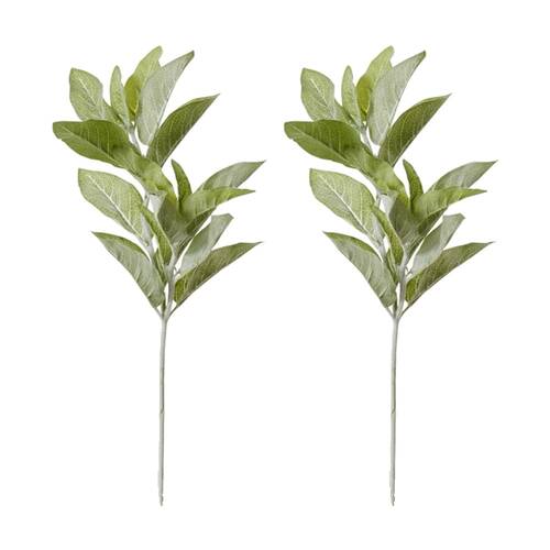 2PK E Style Lambs Ear Spray Realistic Artificial Flower Plastic Grey Green 71cm