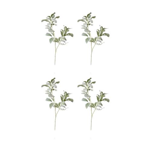 4PK E Style Lambs Ear Leaf Spray Realistic Artificial Flower Grey Green 72cm