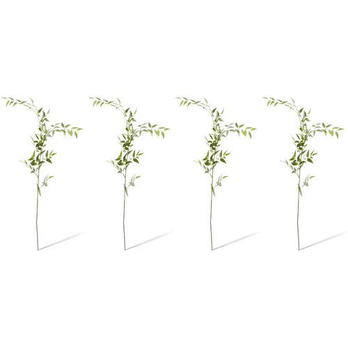 4PK E Style Ruscus Italian Leaf Realistic Artificial Flower Spray Green 124cm