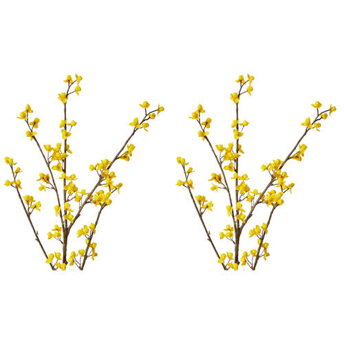 2PK E Style Autumn Berry Branch Realistic Artificial Flower Plastic Yellow 81cm