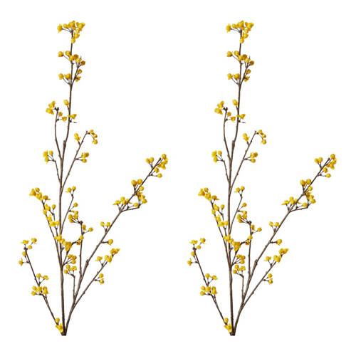 2PK E Style Autumn Berry Branch Realistic Artificial Flower Yellow 20x12x112cm