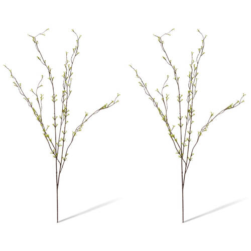 2PK E Style Spring Bud Leaf Spray Realistic Artificial Flower Green 42x22x86cm