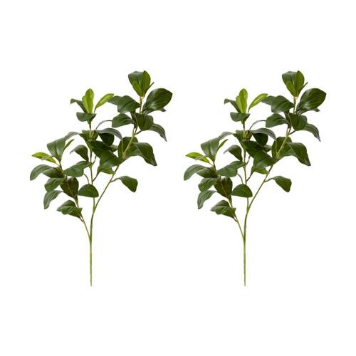 2PK E Style Lush Small Leaf Spray Realistic Artificial Flower Green 25x18x75cm
